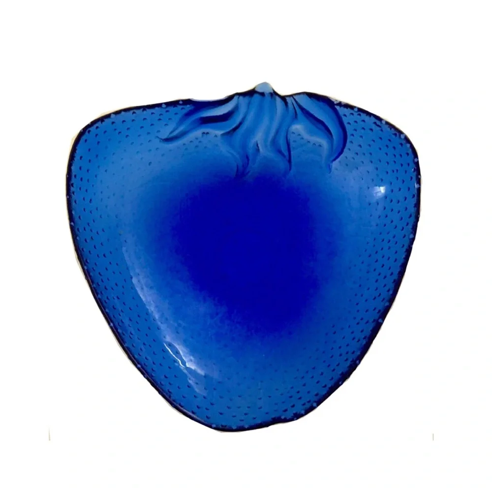 Vintage Strawberry Hobnob Glass Bowl in Cobalt Blue